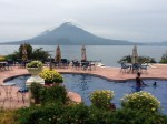 View of Lake Atilan with volcanoes in background. Both were cloud covered Shabbat morning and felt to us like Mt. Sinai!