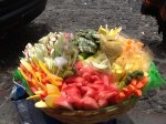 Cut fruit for sale on the street in Antigua
