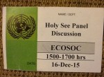 My ticket for entrance to the UN event