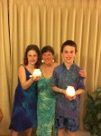 With my two Shabat candles, all of us in our new Hawaiian outfits
