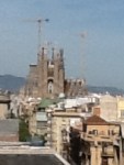Basilica of Sagrada Familia from afar. Gaudi spent over 40 years on this project, still unfinished since his death in 1926.